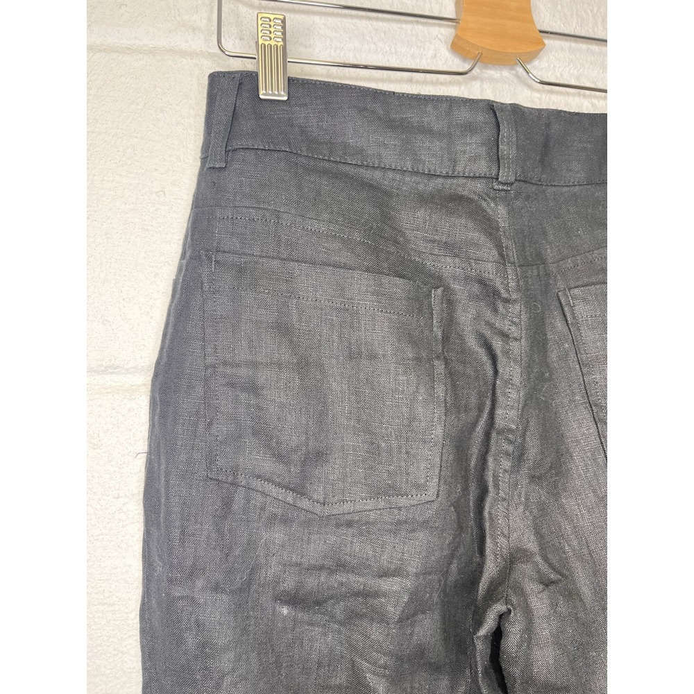 Beatriz Camacho Black Linen Pants US size 8 Straight Leg 29" Inseam Luxury Beach - Picture 6 of 13